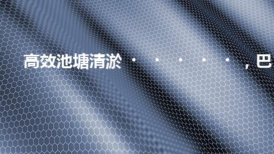 高效池塘清淤，巴洛仕設備助您一臂之力